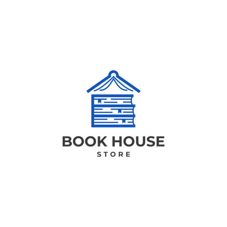 Books house shape logo design vector icon illustration. Book house  sign templateのイラスト素材