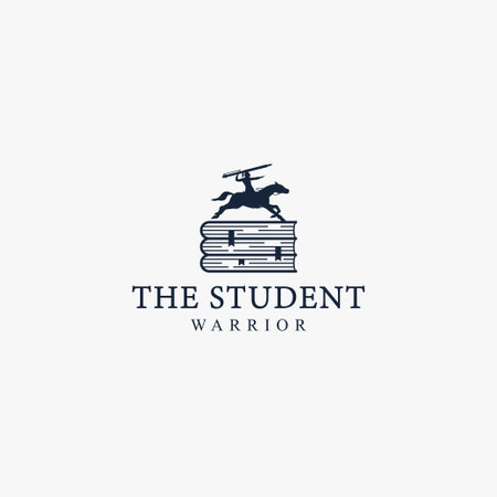 Knight horse with books, student warrior, study fighter logo vector icon illustrationのイラスト素材
