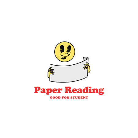 smile face emoticon reading paper vector cartoon illustrationのイラスト素材