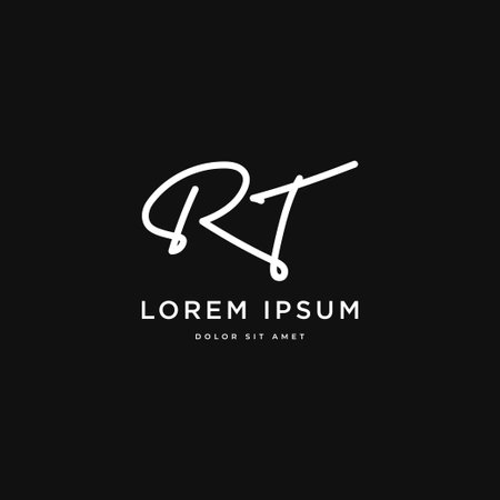 Initial RT monoline handwriting style logo template design vector illustrationのイラスト素材