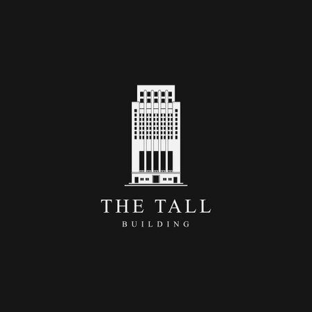Vintage old skyscraper building logo vector icon illustration. Tall building logo templateのイラスト素材