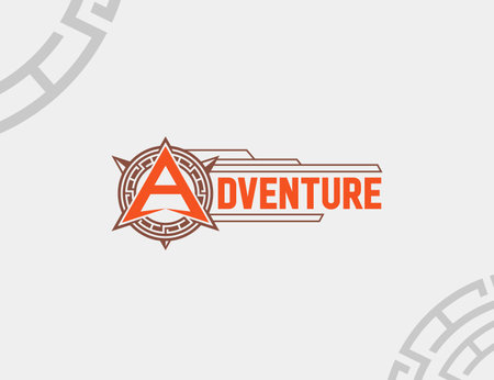 Letter A with ancient old wind rose, adventure logo wordmark lettering vector illustrationのイラスト素材