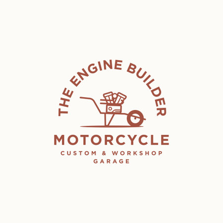 Wheelbarrow carry motorcycle engine logo vector icon illustrationのイラスト素材