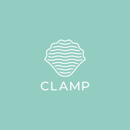 Sea clam modern clean logo design Template vector icon illustration in line art styleのイラスト素材