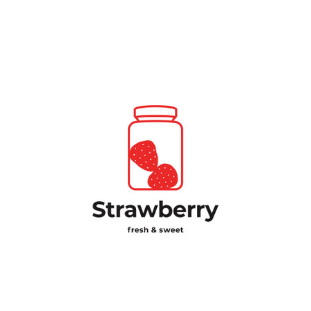 Strawberry jam jar logo template vector icon element isolated on white backgroundのイラスト素材
