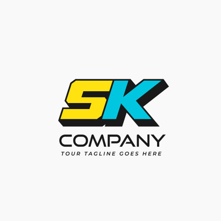 Letter SK geometric racing logo design vector illustrationのイラスト素材