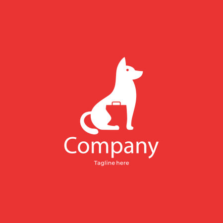 Dog with shopping bag logo icon simple vector illustrationのイラスト素材