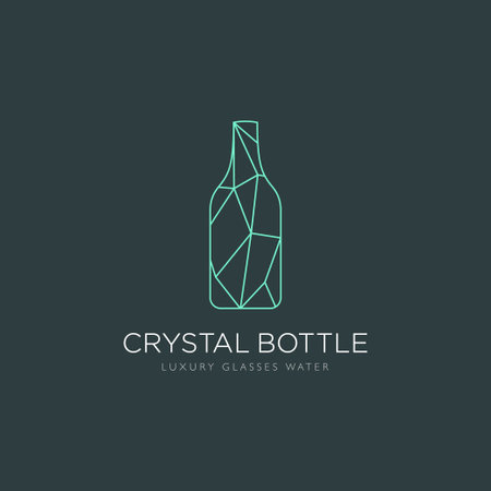 Crystal bottle abstract geometric line art outline artistic logo designのイラスト素材