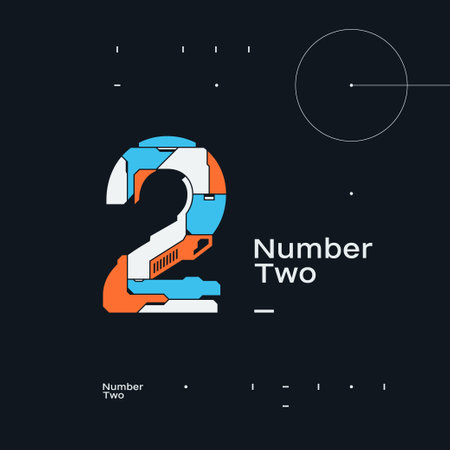 2 number two cyberpunk robot style logo templateのイラスト素材