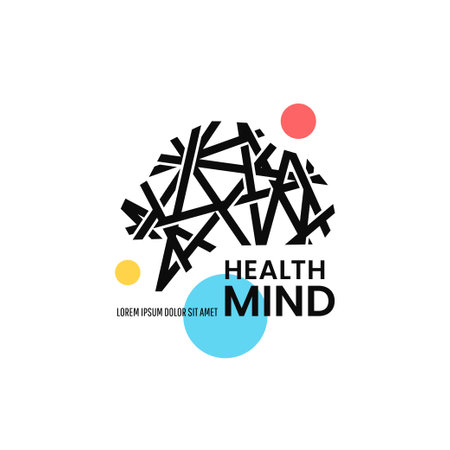 Brain Abstract geometric lines modern icon vector logo illustrationのイラスト素材