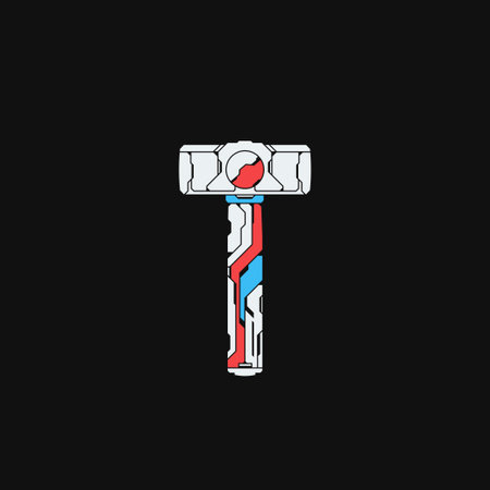 Hammer weapon cyberpunk robot style logo icon vector illustrationのイラスト素材