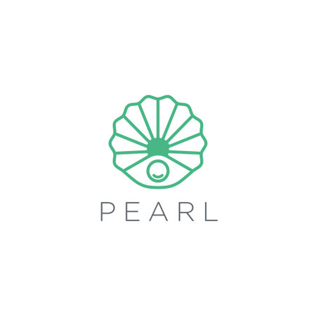Pearl shell logo design vector template. Shellfish restaurant, seafood shop, sea and ocean logo.のイラスト素材