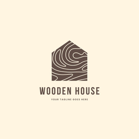 Wooden house abstract minimal icon shape logo design vector illustrationのイラスト素材
