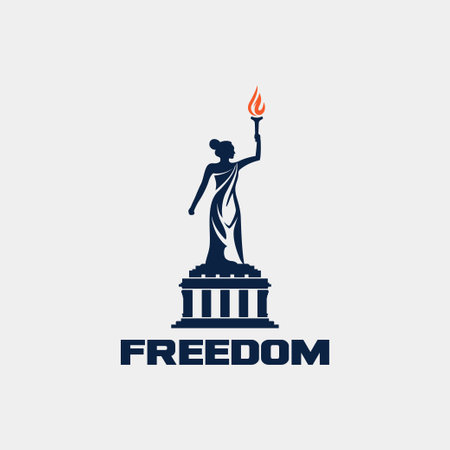 Woman holding torch statue logo design vector templateのイラスト素材