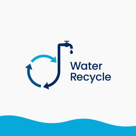 Recycle arrows with water faucet tap logo. Recycling water icon vector illustrationのイラスト素材