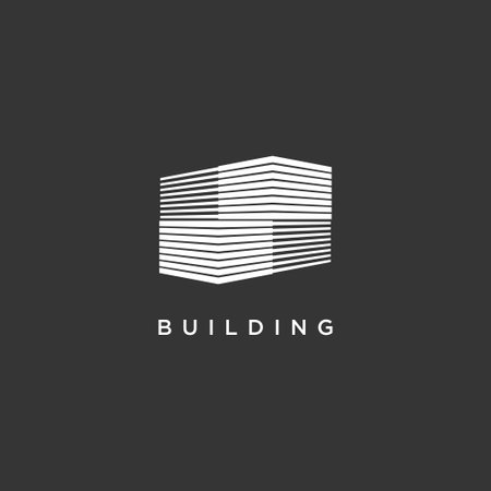 Abstract building minimal elegant linear logo design vector template. Architecture, construction, real estate, architecture, contemporary apartmentのイラスト素材