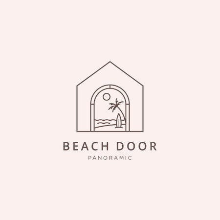 Beach house logo hipster retro vintage vector icon illustrationのイラスト素材