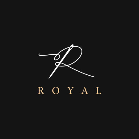 Initial Letter R with needle and thread Logo design templateのイラスト素材