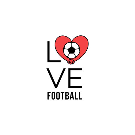 Love football t shirt design vector logo design template. Heart with football ball icon symbolのイラスト素材