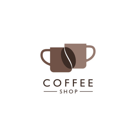Coffee mugs with coffee bean logo design templateのイラスト素材