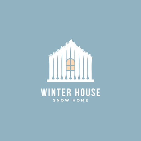 Frozen house covered by snow and ice simple logo icon vector illustrationのイラスト素材