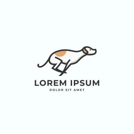 Dog running side view simple cartoon stylish logo template vector icon illustrationのイラスト素材