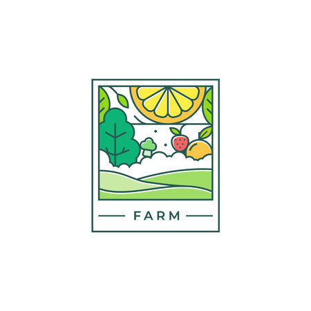 Fruit and vegetable farm logo design template. Vector illustrationのイラスト素材
