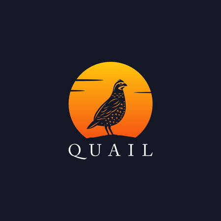 Quail with sunset logo design vector template. Bird animal logo vector icon.のイラスト素材
