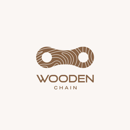 Wooden chain logo icon vector flat illustrationのイラスト素材