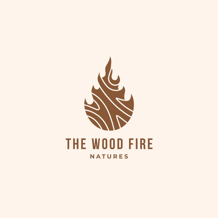 Fire flame bonfire wooden texture logo hipster retro vintage vector icon illustration graphic design elementのイラスト素材