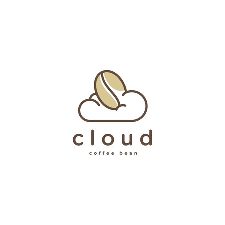 Coffee bean on the cloud foamy and creamy coffee simple logo template vector icon illustration design.のイラスト素材