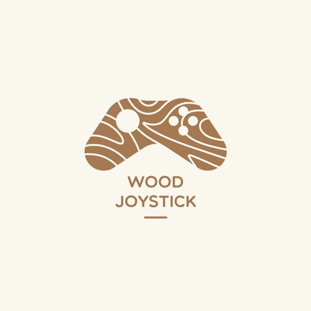 Wooden joystick, video game controller logo flat icon illustrationのイラスト素材