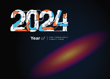 2024 numbers in cyber futuristic style with abstract galaxy background. Good to use for event...