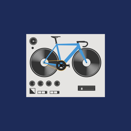 DJ Turntable with a bicycle creative vector illustration