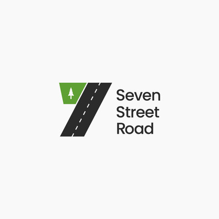 Seven number 7 with road and tree logo design vector illustrationのイラスト素材