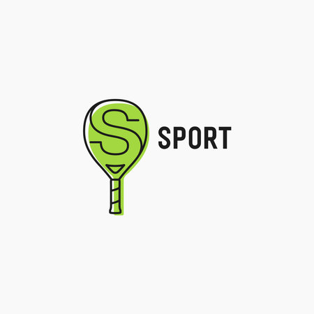 Letter S with padel racket modern logo design concept. Padel sport symbol icon sign vector illustration templateのイラスト素材