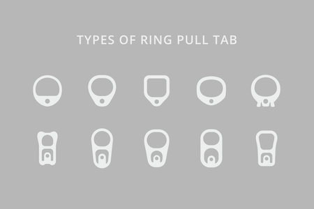 Pull ring can opener collections. Types of can pull tabs simple flat  icon sign symbol vector...