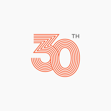 30th multi line style type. Number thirty simple clean dynamic linear symbol logo icon