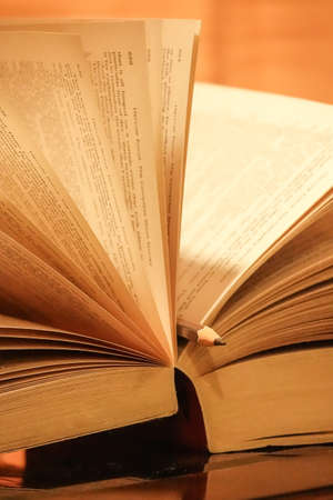 A pointed view to a page in the book