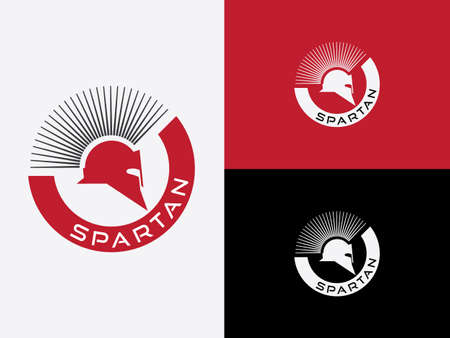 Spartan Trojan Warrior Helmet antique Logo design vector template. Spartan ancient Logotype concept icon.のイラスト素材