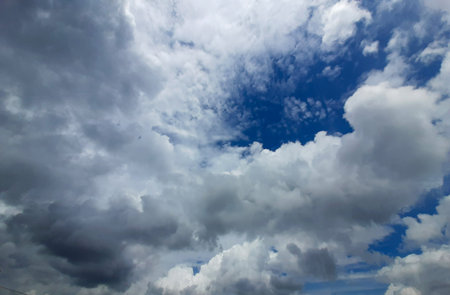 clear blue sky with white clouds on good weather.blue sky on sunlight...