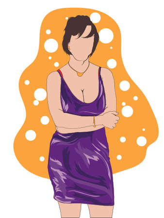 Sexy young lady in baby doll nighties, stripper dresses and lingerie adult illustrationのイラスト素材