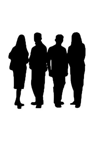 Business People Silhouette Set of 4 unique high-detailed silhouettes featuring beautiful modelsのイラスト素材