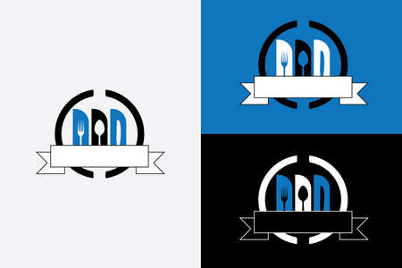 flat logo concept for multi cuisine restaurant, food court, catering servicesのイラスト素材