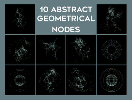 10 Abstract geometrical nodes vector shapes set
