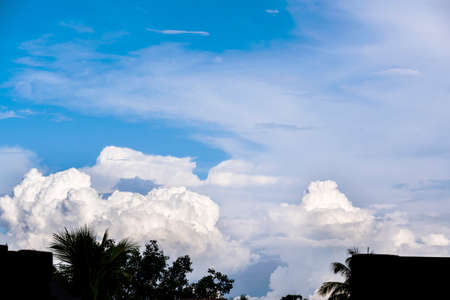 Dramatic monsoon cloud formation in the blue sky, Indian monsoon clouds
