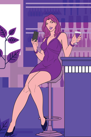 The nightlife of the rich and famous is selfies and champagne hand drawn vector illustrationのイラスト素材