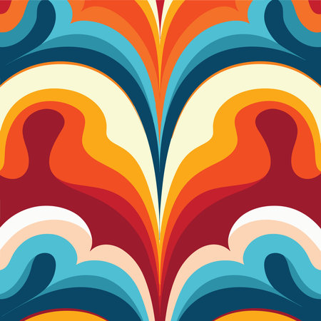 Step back in time with this captivating vector illustration featuring a retro 70s symmetric pattern. Perfect for adding nostalgia to your creative projects.のイラスト素材