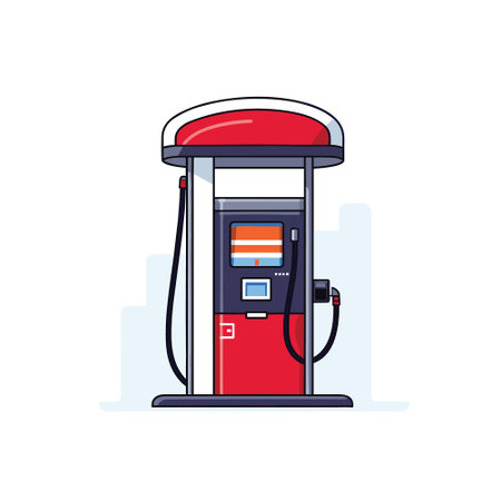 Fuel your designs with this clean and modern vector art of a gas station isolated on a white background.のイラスト素材