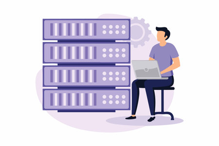 Showcase your IT solutions with this flat vector illustration, featuring elements of enterprise IT...
